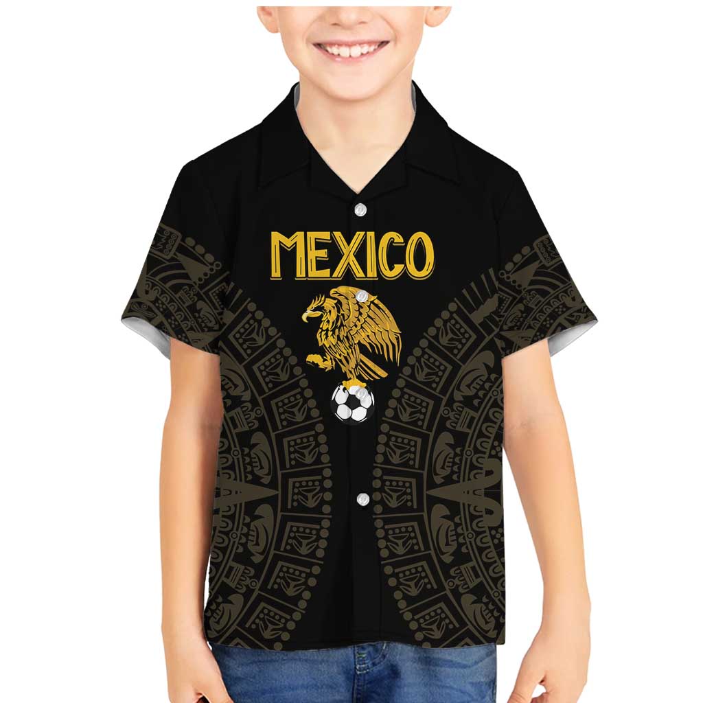 Mexico Football Custom Family Matching Mermaid Dress and Hawaiian Shirt Viva Mexicana Aztec Inspired