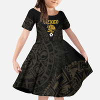 Mexico Football Custom Family Matching Off The Shoulder Long Sleeve Dress and Hawaiian Shirt Viva Mexicana Aztec Inspired