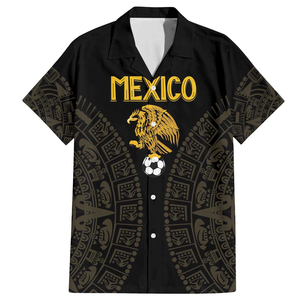 Mexico Football Custom Family Matching Off The Shoulder Long Sleeve Dress and Hawaiian Shirt Viva Mexicana Aztec Inspired