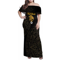 Mexico Football Custom Family Matching Off Shoulder Maxi Dress and Hawaiian Shirt Viva Mexicana Aztec Inspired