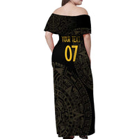 Mexico Football Custom Family Matching Off Shoulder Maxi Dress and Hawaiian Shirt Viva Mexicana Aztec Inspired