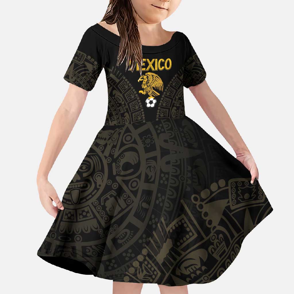 Mexico Football Custom Family Matching Short Sleeve Bodycon Dress and Hawaiian Shirt Viva Mexicana Aztec Inspired