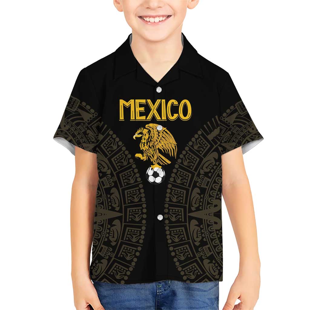 Mexico Football Custom Family Matching Short Sleeve Bodycon Dress and Hawaiian Shirt Viva Mexicana Aztec Inspired