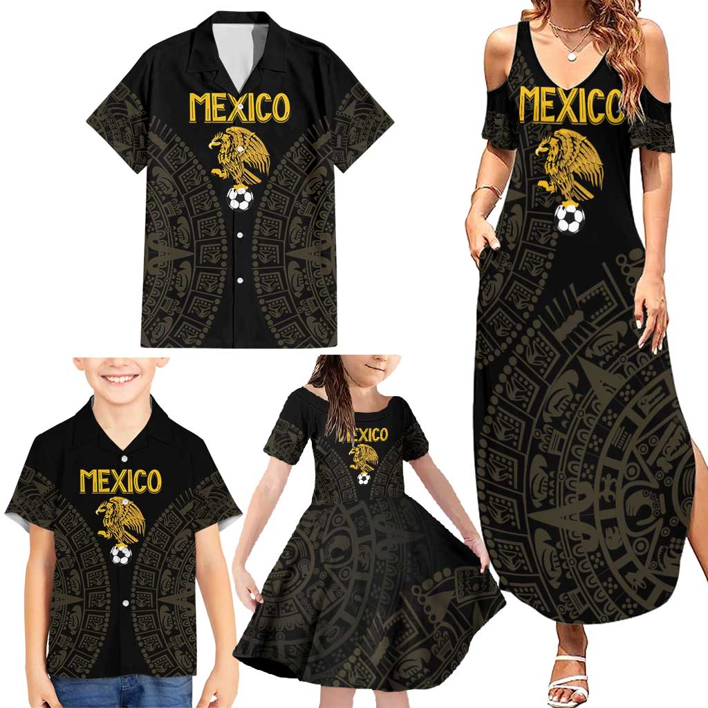 Mexico Football Custom Family Matching Summer Maxi Dress and Hawaiian Shirt Viva Mexicana Aztec Inspired