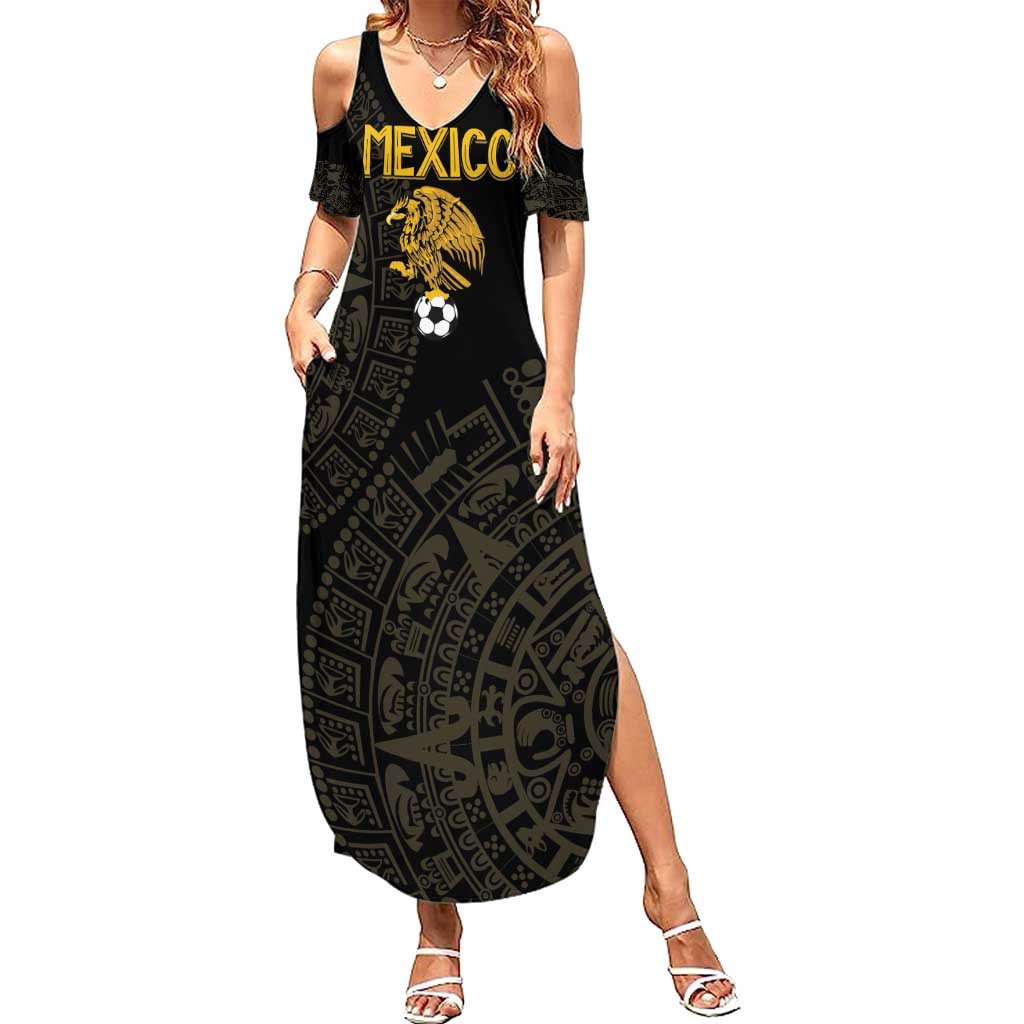 Mexico Football Custom Family Matching Summer Maxi Dress and Hawaiian Shirt Viva Mexicana Aztec Inspired