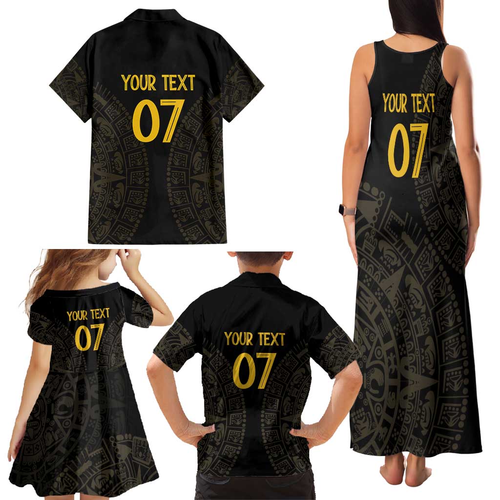 Mexico Football Custom Family Matching Tank Maxi Dress and Hawaiian Shirt Viva Mexicana Aztec Inspired
