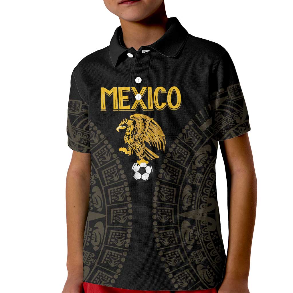 Mexico Football Custom Kid Polo Shirt Viva Mexicana Aztec Inspired