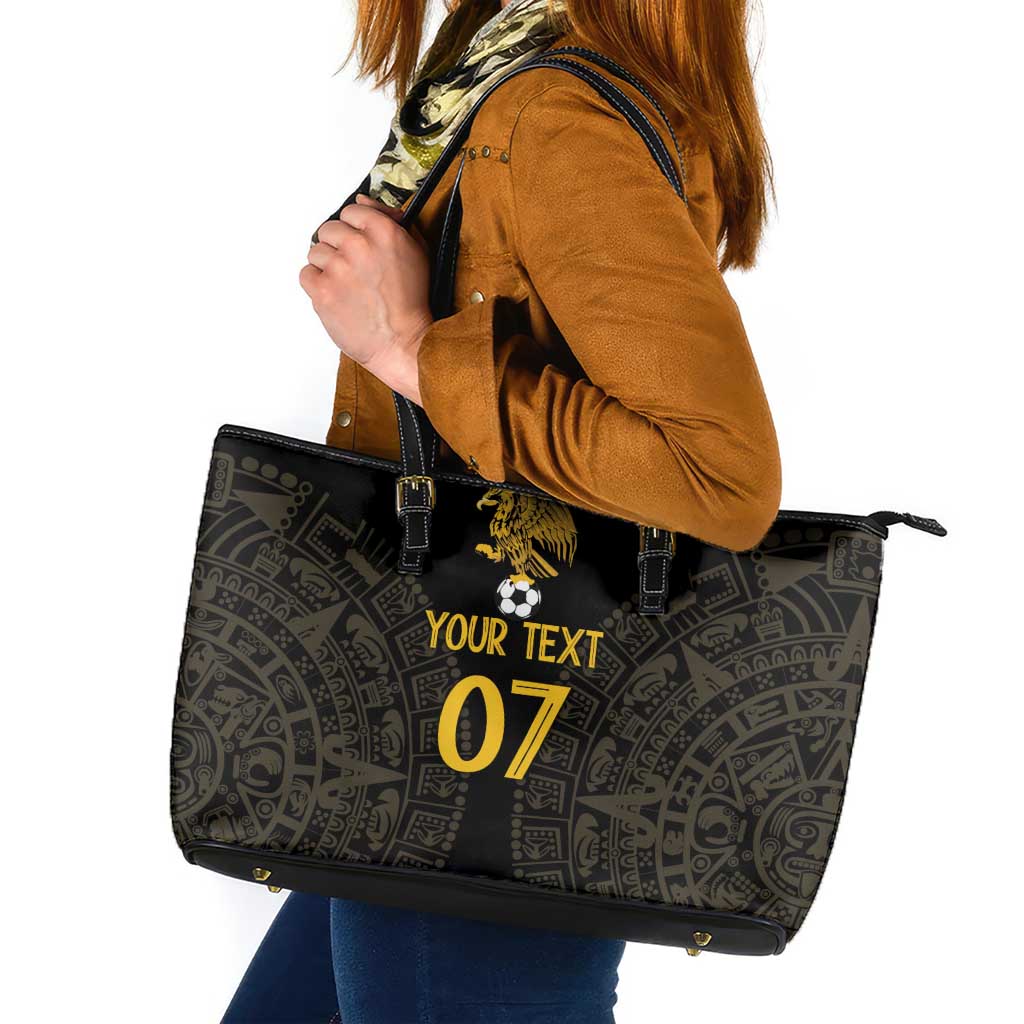 Mexico Football Custom Leather Tote Bag Viva Mexicana Aztec Inspired