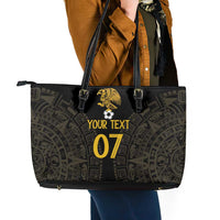 Mexico Football Custom Leather Tote Bag Viva Mexicana Aztec Inspired