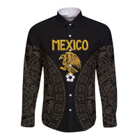 Mexico Football Custom Long Sleeve Button Shirt Viva Mexicana Aztec Inspired