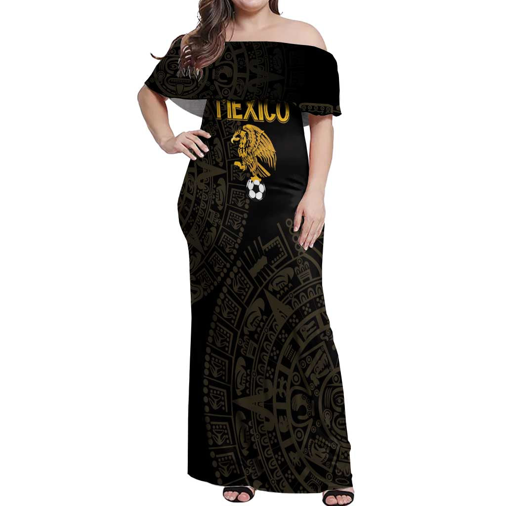 Mexico Football Custom Off Shoulder Maxi Dress Viva Mexicana Aztec Inspired