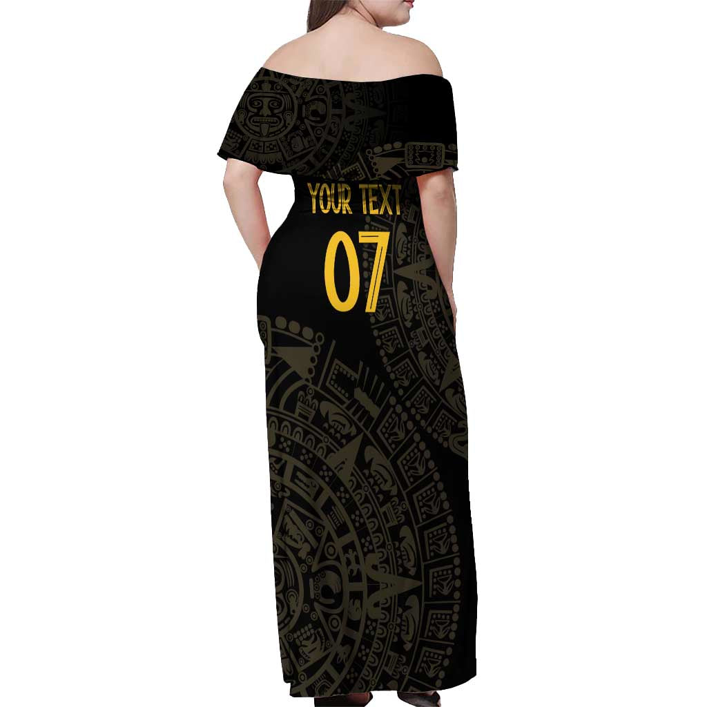 Mexico Football Custom Off Shoulder Maxi Dress Viva Mexicana Aztec Inspired