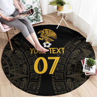 Mexico Football Custom Round Carpet Viva Mexicana Aztec Inspired