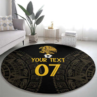 Mexico Football Custom Round Carpet Viva Mexicana Aztec Inspired