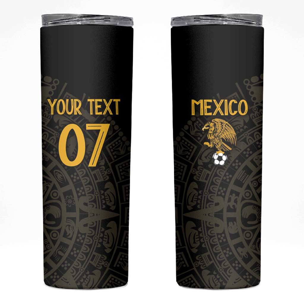 Mexico Football Custom Skinny Tumbler Viva Mexicana Aztec Inspired