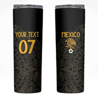 Mexico Football Custom Skinny Tumbler Viva Mexicana Aztec Inspired