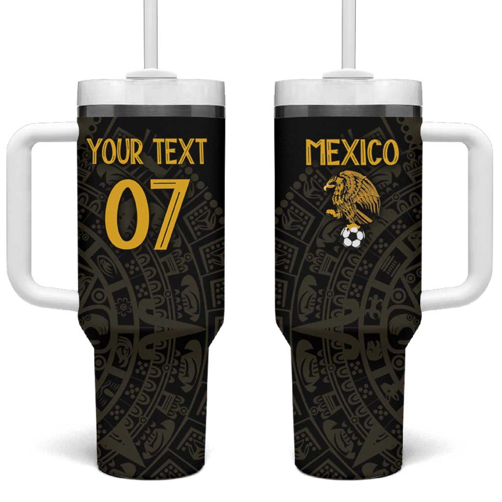 Mexico Football Custom Tumbler With Handle Viva Mexicana Aztec Inspired