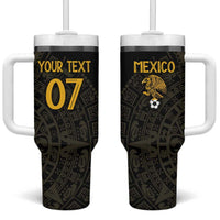 Mexico Football Custom Tumbler With Handle Viva Mexicana Aztec Inspired