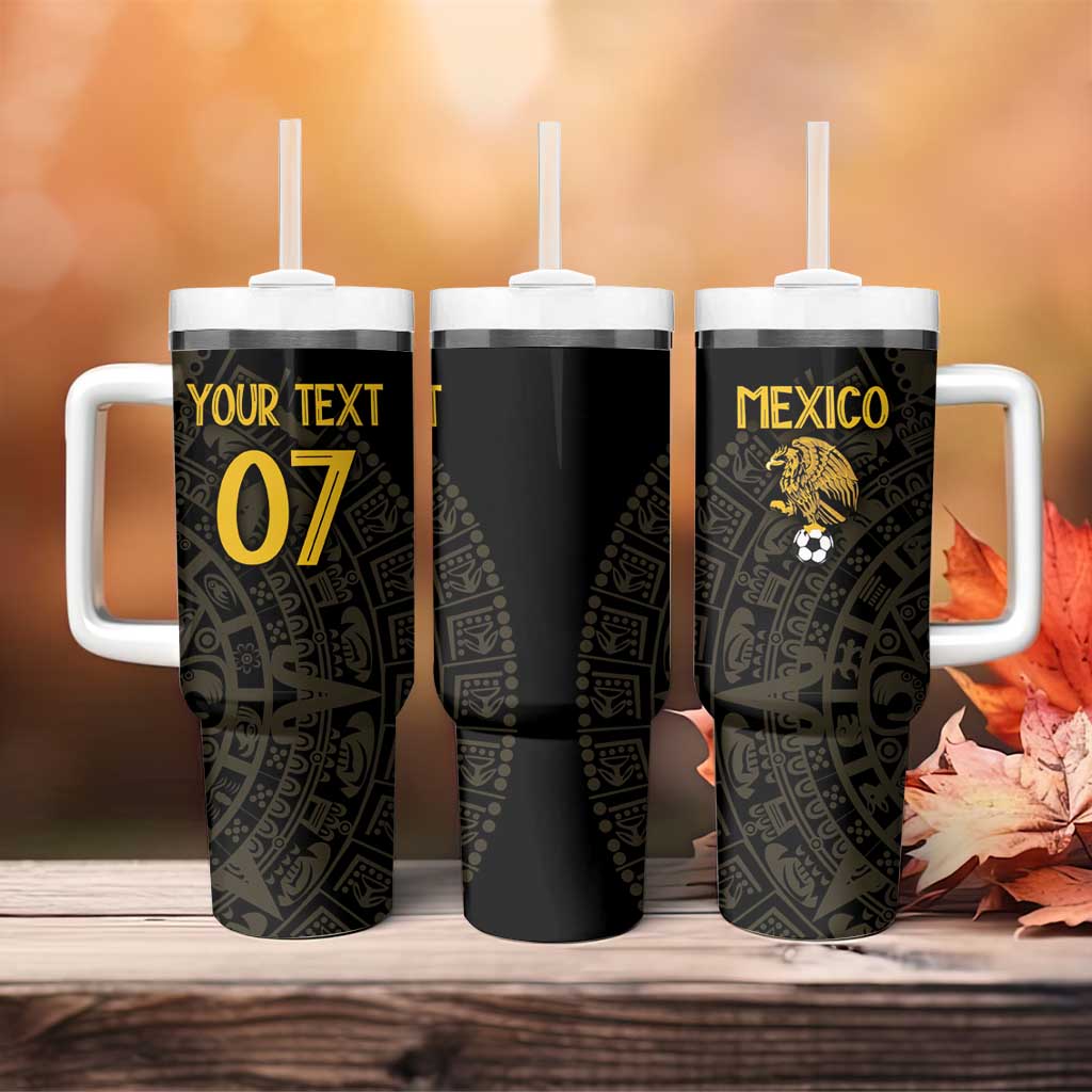 Mexico Football Custom Tumbler With Handle Viva Mexicana Aztec Inspired
