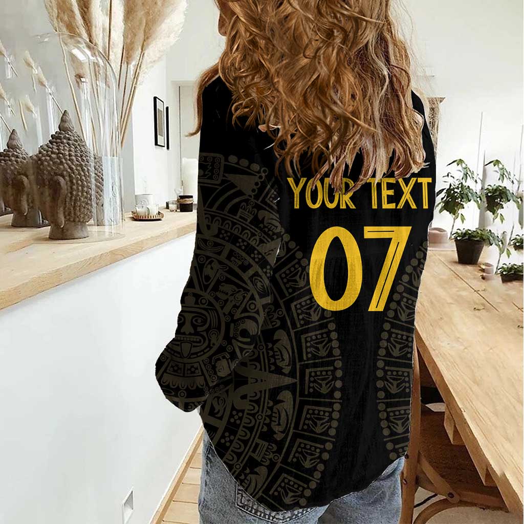 Mexico Football Custom Women Casual Shirt Viva Mexicana Aztec Inspired