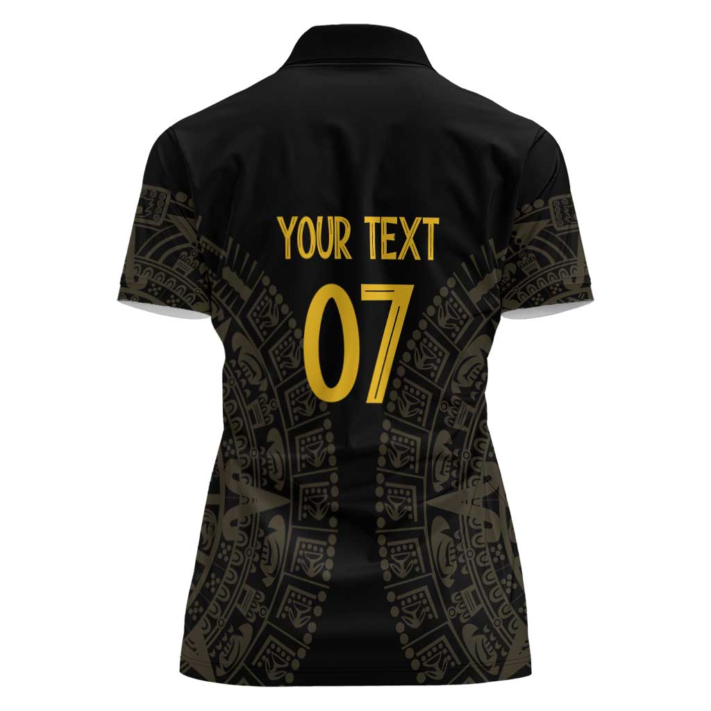 Mexico Football Custom Women Polo Shirt Viva Mexicana Aztec Inspired