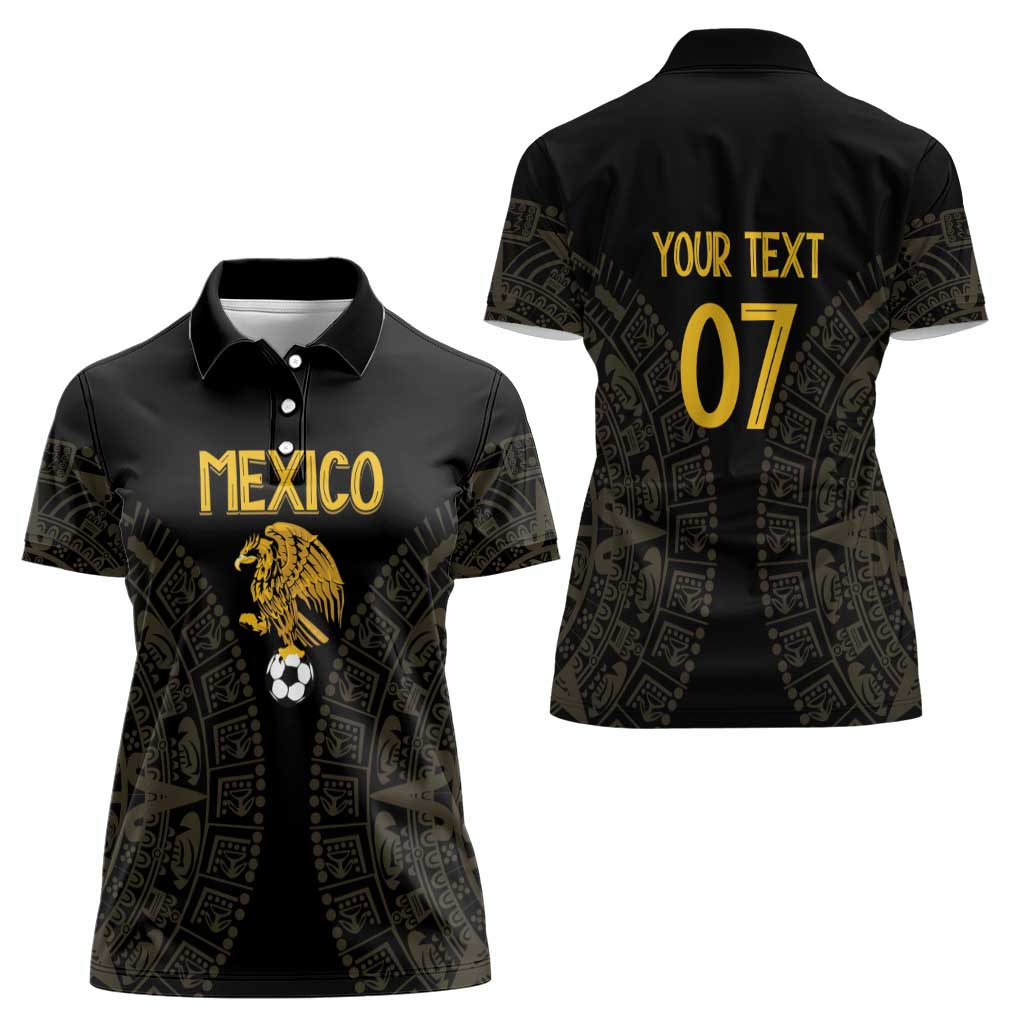 Mexico Football Custom Women Polo Shirt Viva Mexicana Aztec Inspired