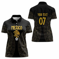 Mexico Football Custom Women Polo Shirt Viva Mexicana Aztec Inspired