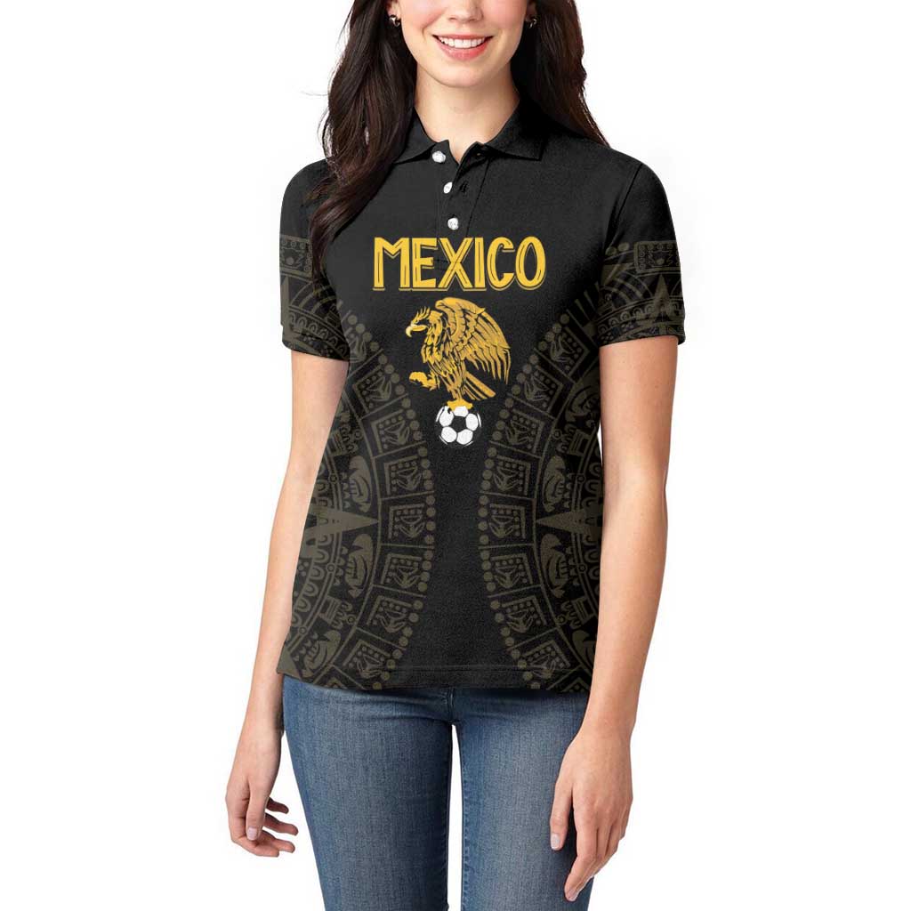 Mexico Football Custom Women Polo Shirt Viva Mexicana Aztec Inspired