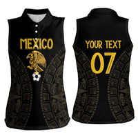 Mexico Football Custom Women Sleeveless Polo Shirt Viva Mexicana Aztec Inspired