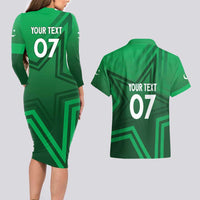 Pakistan Cricket World Cup 2024 Couples Matching Long Sleeve Bodycon Dress and Hawaiian Shirt Star Jersey Inspired LT7 - Wonder Print Shop