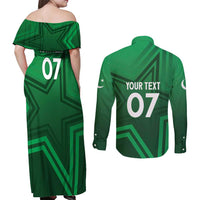 Pakistan Cricket World Cup 2024 Couples Matching Off Shoulder Maxi Dress and Long Sleeve Button Shirt Star Jersey Inspired LT7 - Wonder Print Shop
