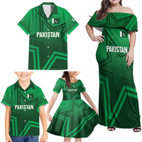 Pakistan Cricket World Cup 2024 Family Matching Off Shoulder Maxi Dress and Hawaiian Shirt Star Jersey Inspired LT7 - Wonder Print Shop