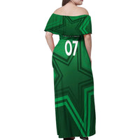 Pakistan Cricket World Cup 2024 Family Matching Off Shoulder Maxi Dress and Hawaiian Shirt Star Jersey Inspired LT7 - Wonder Print Shop
