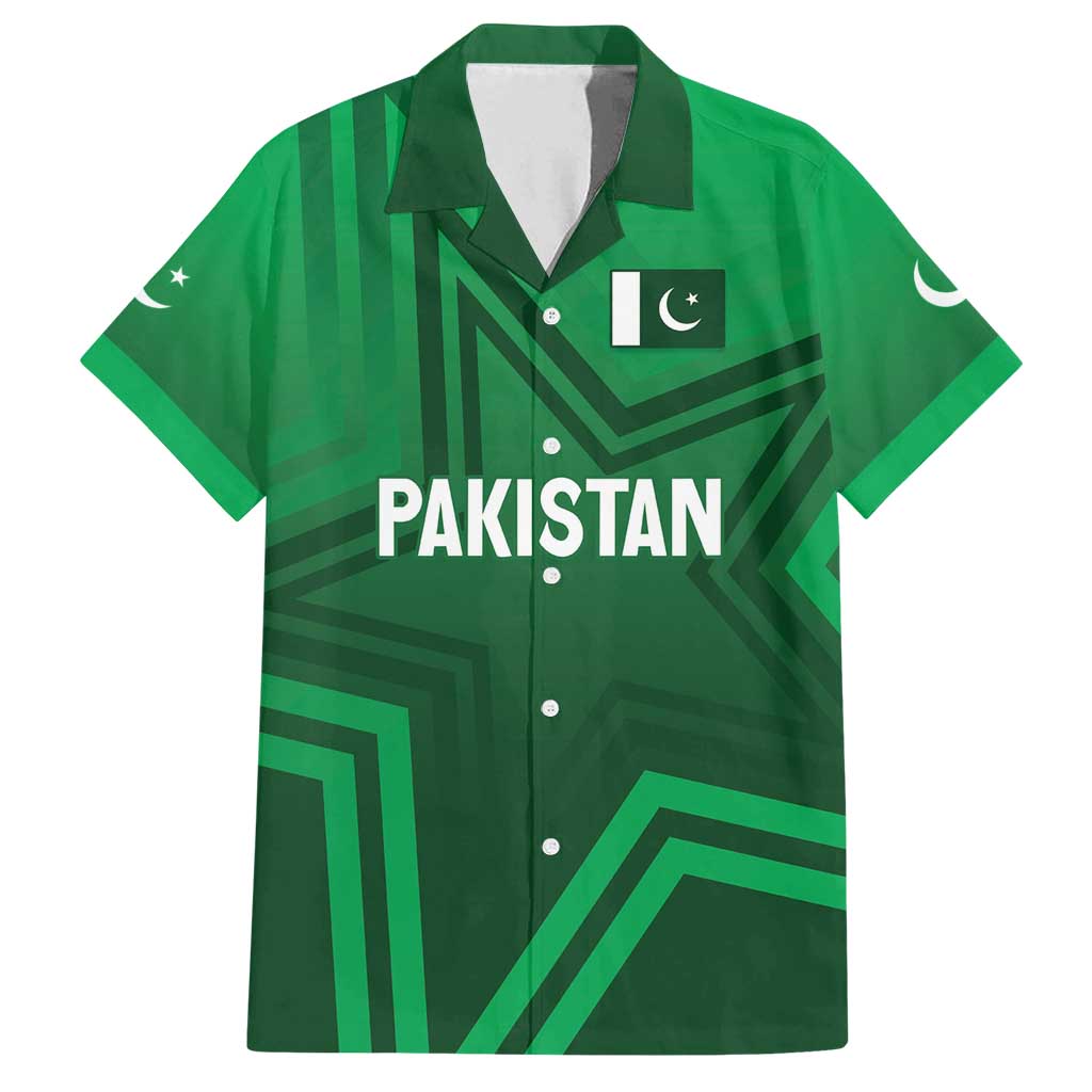 Pakistan Cricket World Cup 2024 Family Matching Off Shoulder Short Dress and Hawaiian Shirt Star Jersey Inspired LT7 - Wonder Print Shop