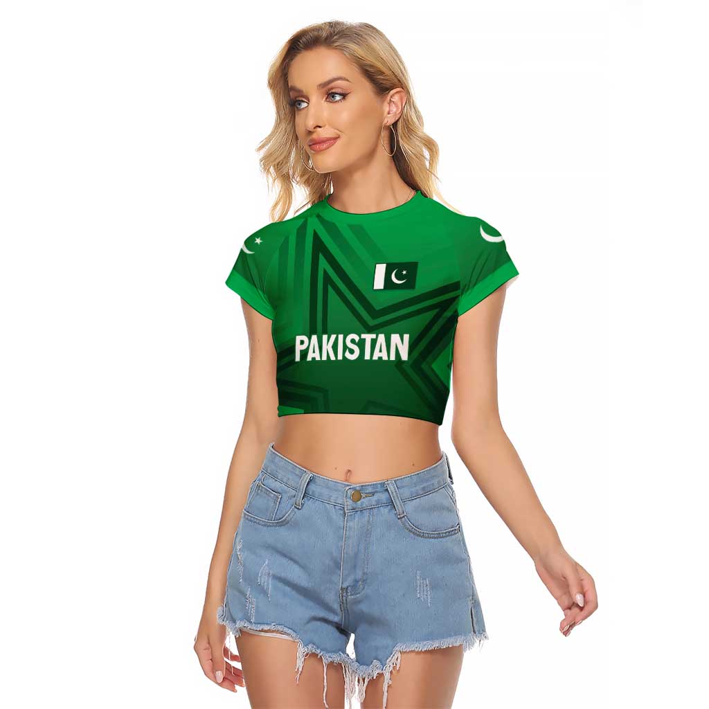 Pakistan Cricket World Cup 2024 Raglan Cropped T Shirt Star Jersey Inspired - Wonder Print Shop