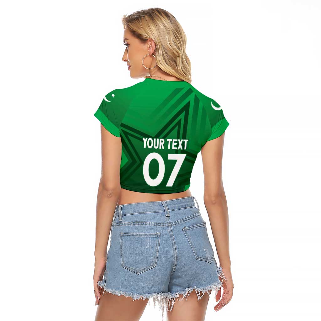 Pakistan Cricket World Cup 2024 Raglan Cropped T Shirt Star Jersey Inspired - Wonder Print Shop