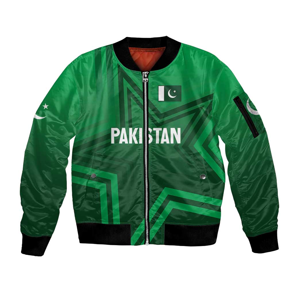 Pakistan Cricket World Cup 2024 Sleeve Zip Bomber Jacket Star Jersey Inspired - Wonder Print Shop