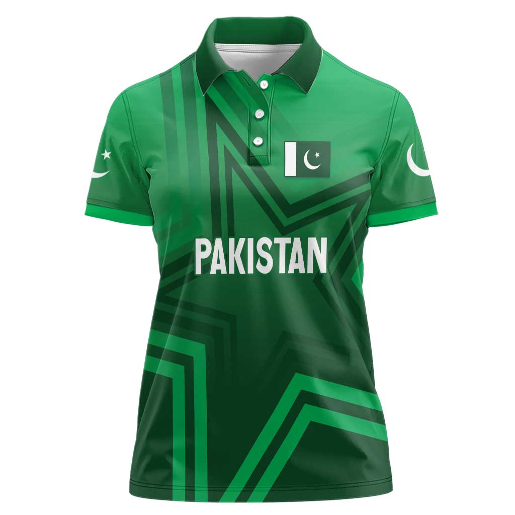 Pakistan Cricket World Cup 2024 Women Polo Shirt Star Jersey Inspired - Wonder Print Shop