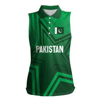 Pakistan Cricket World Cup 2024 Women Sleeveless Polo Shirt Star Jersey Inspired - Wonder Print Shop