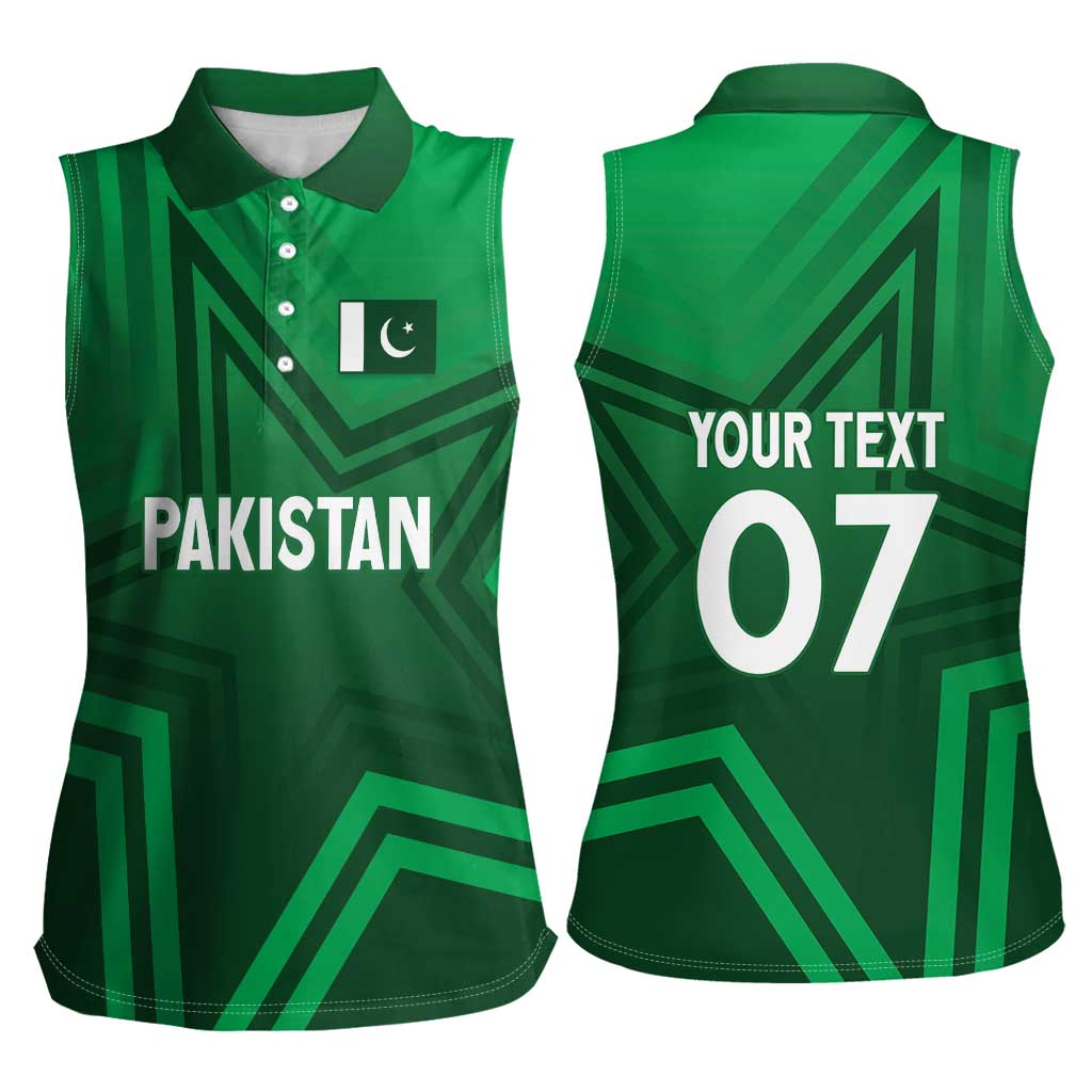 Pakistan Cricket World Cup 2024 Women Sleeveless Polo Shirt Star Jersey Inspired - Wonder Print Shop
