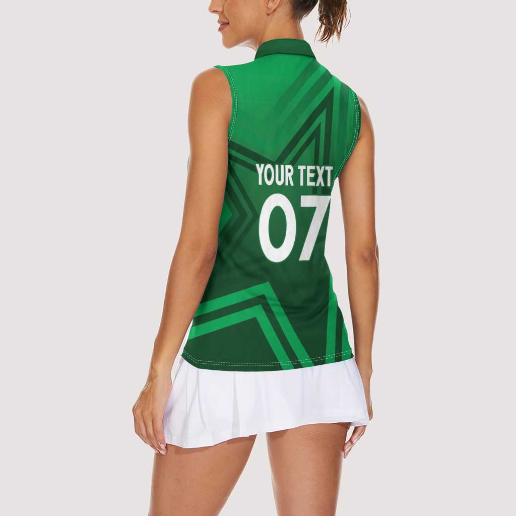 Pakistan Cricket World Cup 2024 Women Sleeveless Polo Shirt Star Jersey Inspired - Wonder Print Shop