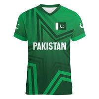 Pakistan Cricket World Cup 2024 Women V-Neck T-Shirt Star Jersey Inspired - Wonder Print Shop