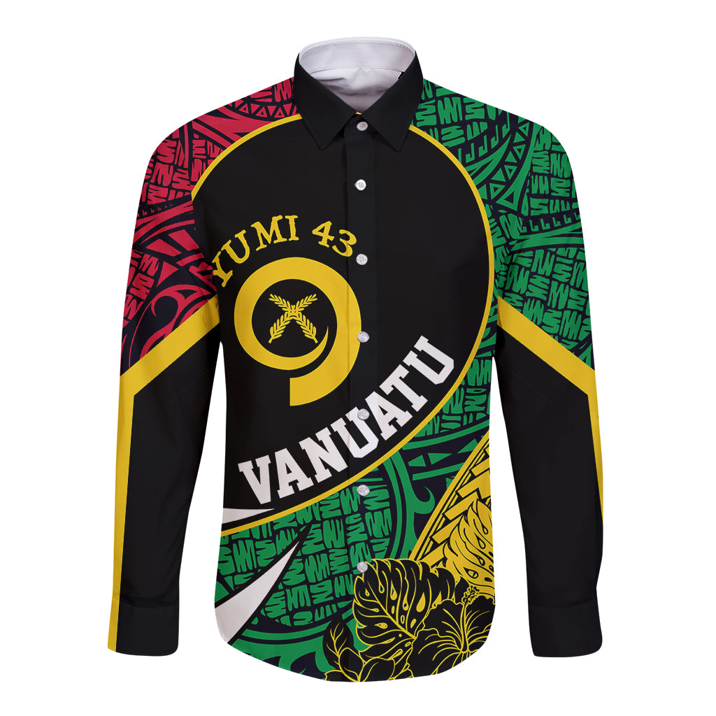 Personalised Vanuatu Long Sleeve Button Shirt Independence Day Yumi 43 - Wonder Print Shop