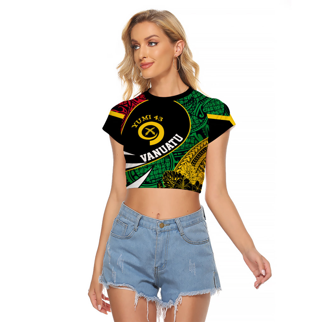 Personalised Vanuatu Raglan Cropped T Shirt Independence Day Yumi 43 - Wonder Print Shop