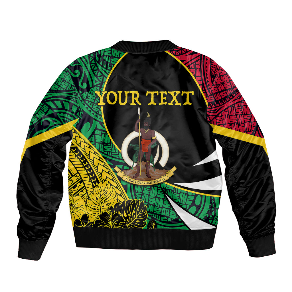 Personalised Vanuatu Sleeve Zip Bomber Jacket Independence Day Yumi 43 - Wonder Print Shop