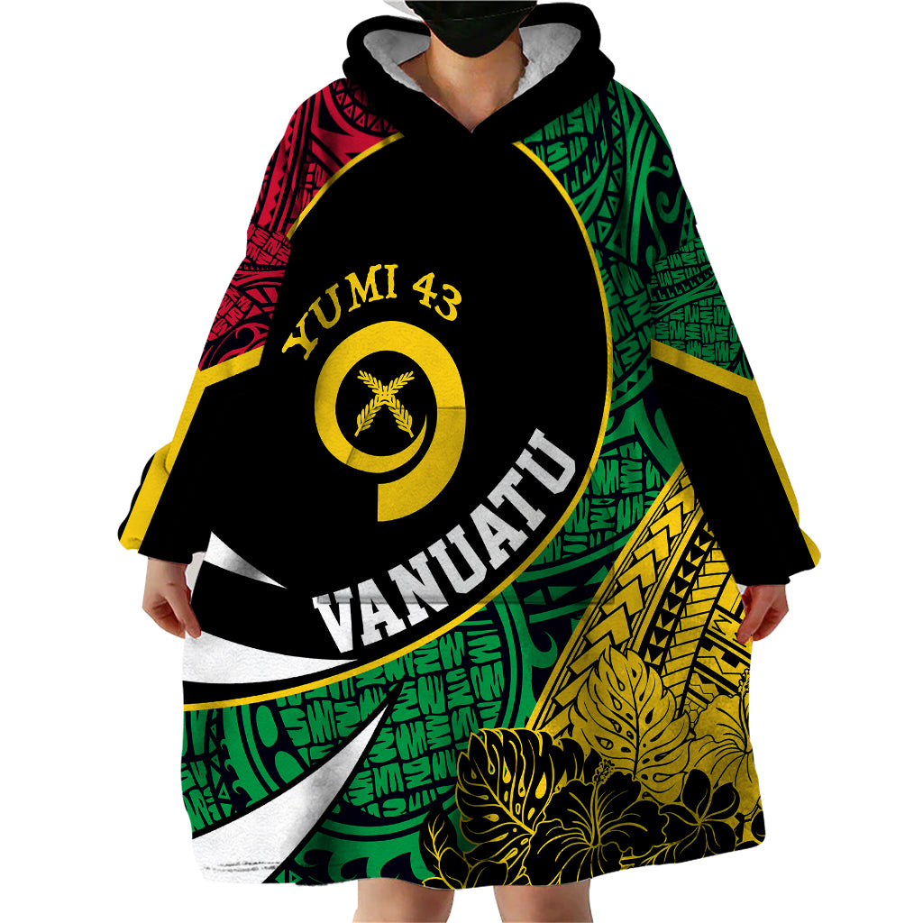Personalised Vanuatu Wearable Blanket Hoodie Independence Day Yumi 43 - Wonder Print Shop