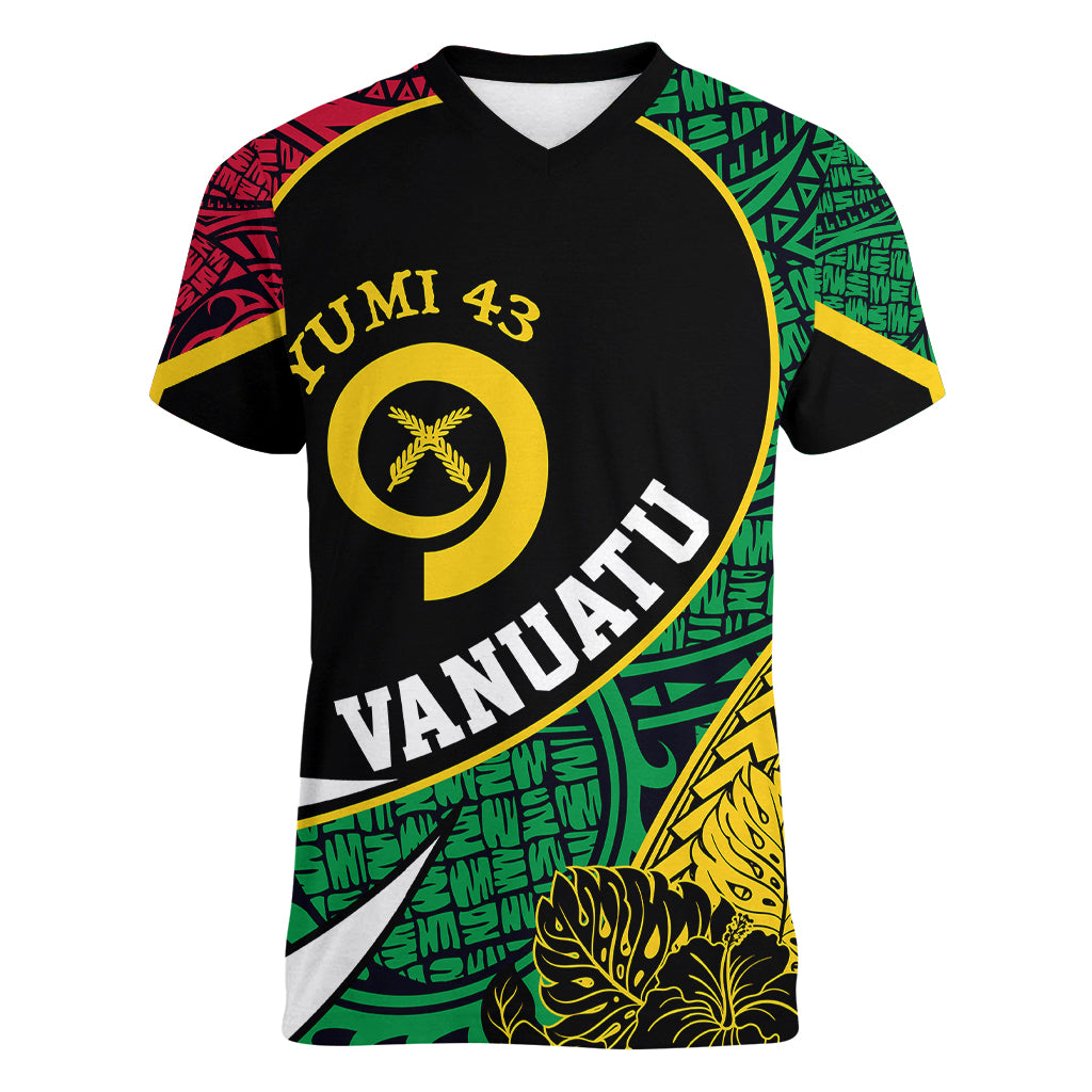 Personalised Vanuatu Women V Neck T Shirt Independence Day Yumi 43 - Wonder Print Shop