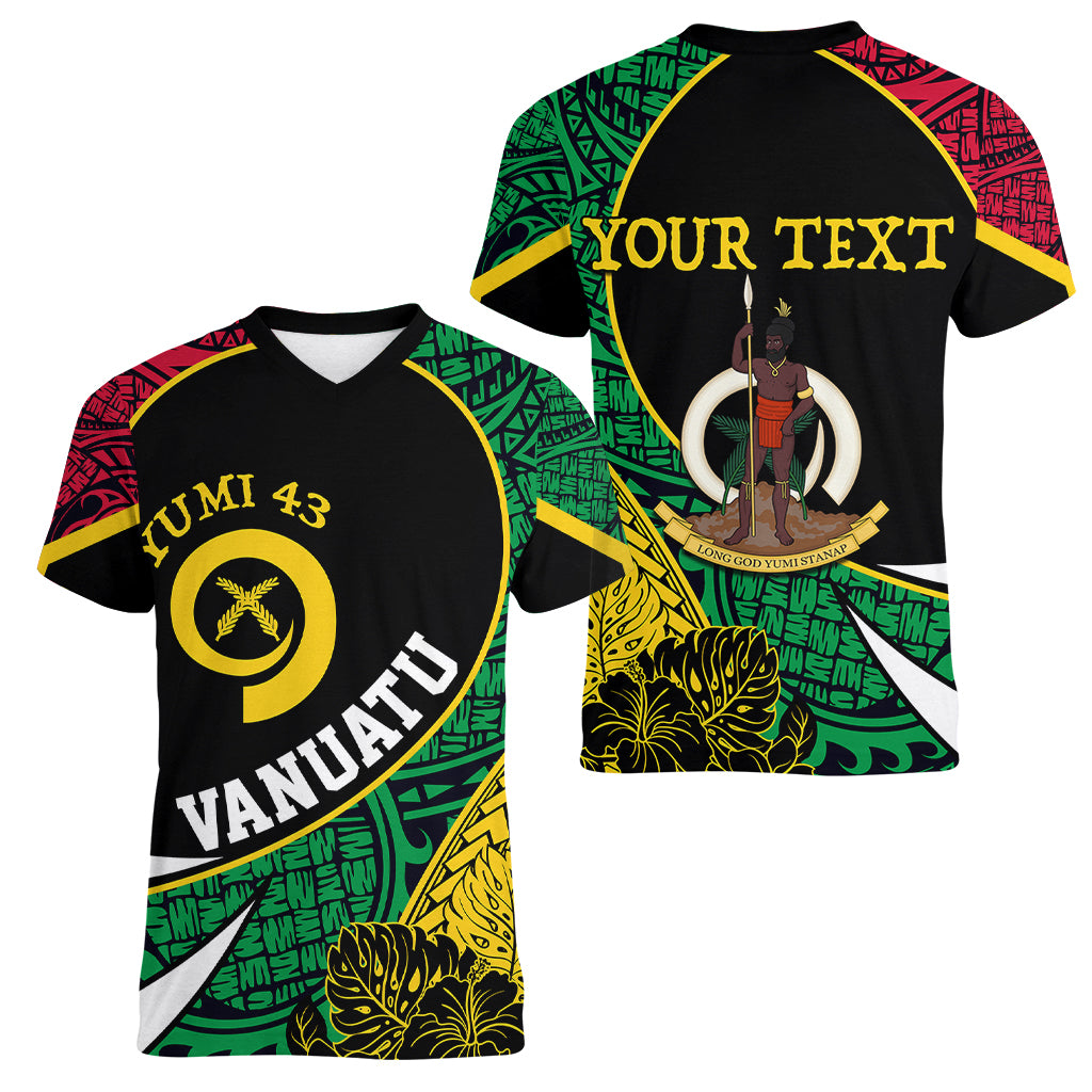 Personalised Vanuatu Women V Neck T Shirt Independence Day Yumi 43 - Wonder Print Shop
