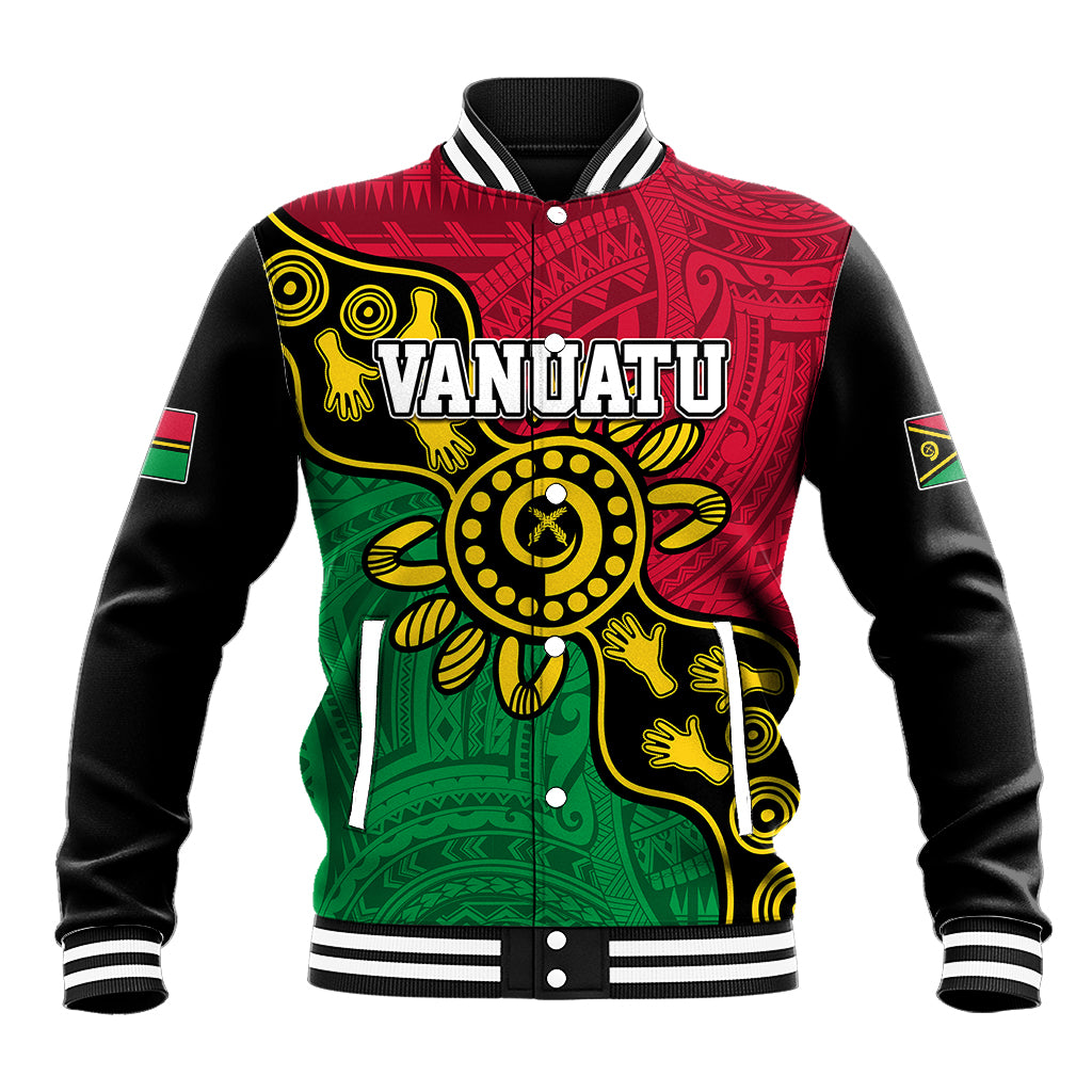 Personalised Vanuatu Baseball Jacket Mix Aboriginal Dot Art LT7 - Wonder Print Shop