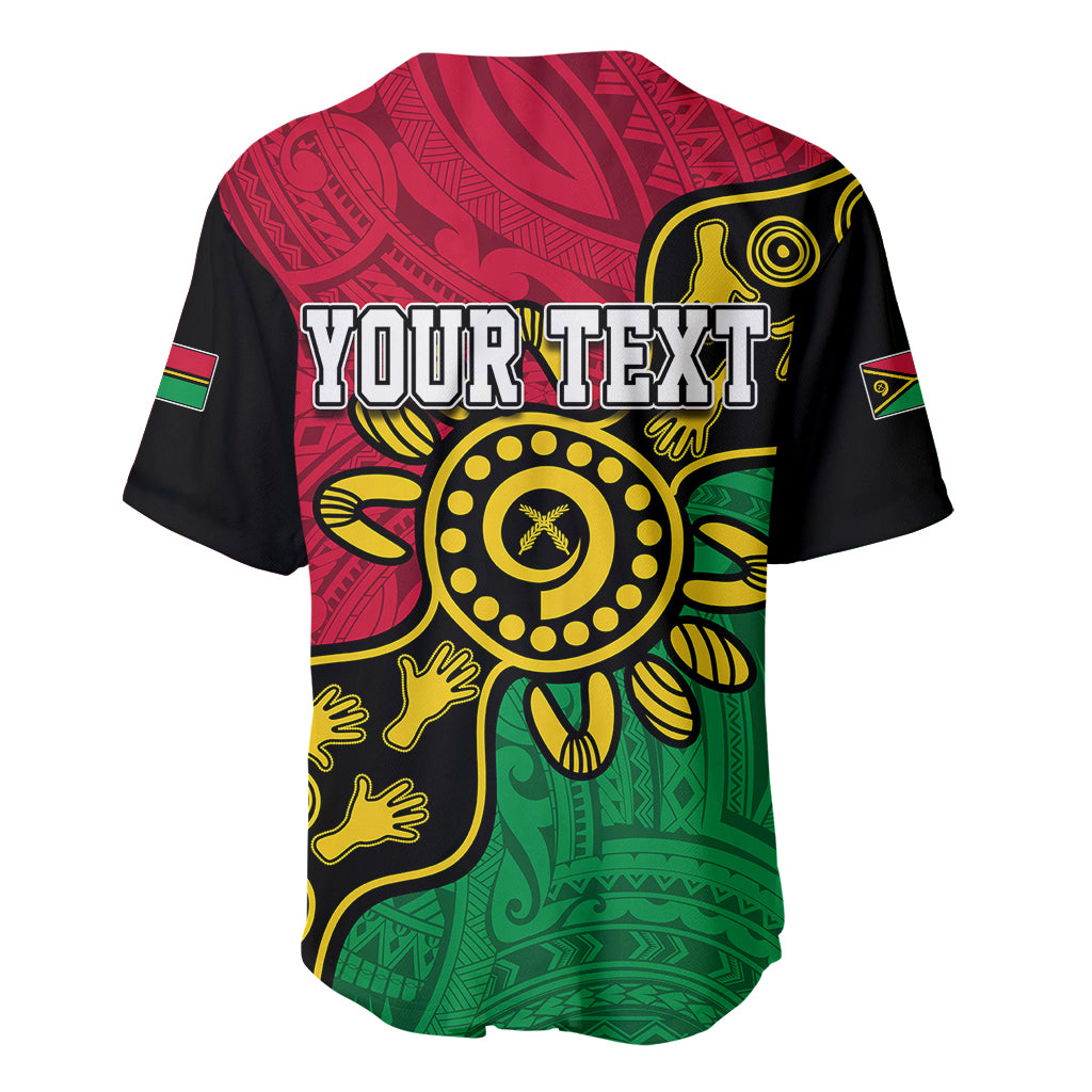 Personalised Vanuatu Baseball Jersey Mix Aboriginal Dot Art LT7 - Wonder Print Shop